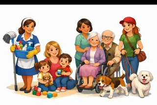 Empleada de hogar, cuidadora de niños o mayores