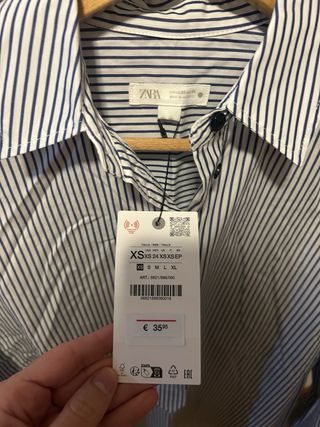 Camisa Zara Rayas Azul y Blanco