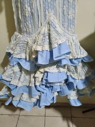 Traje de gitana verde y blanco