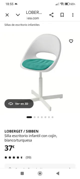 Silla de escritorio Ikea Loberget con cojin.