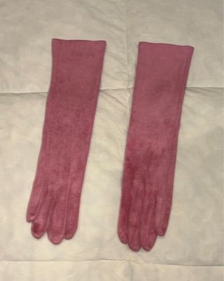 Guantes largos rosa efecto ante