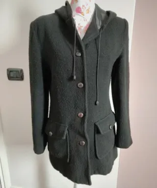 Cappotto leggero giacca sportiva nero con cappucci