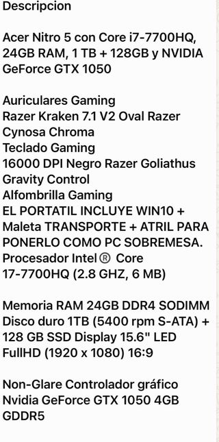 Ordenador portátil Acer Negro