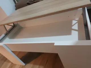 Mesa abatible madera y blanco