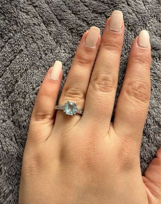 Anillo Plata 925 Aguamarina y Circonitas