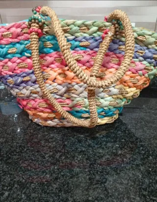 Bolso de playa tejido multicolor