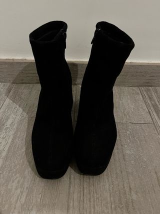 Botines negros plataforma tacón ancho