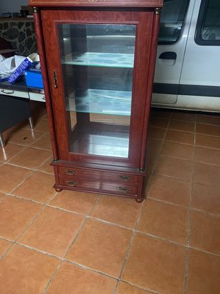 Armario antiguo vitrina madera y cristal