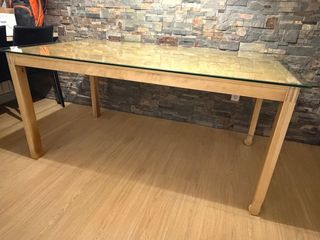 Mesa Comedor Extensible Madera y Cristal