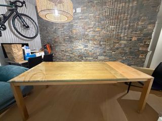 Mesa Comedor Extensible Madera y Cristal