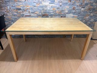 Mesa Comedor Extensible Madera y Cristal