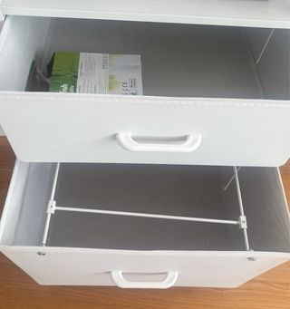 Escritorio en L blanco metal y madera