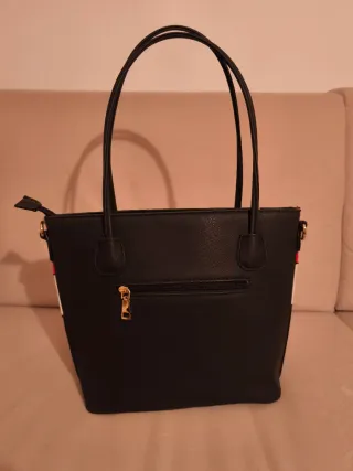 Borsa donna nera con inserti colorati
