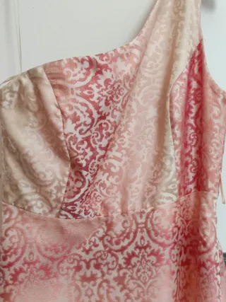 Vestido elegante brocado una manga Talla L