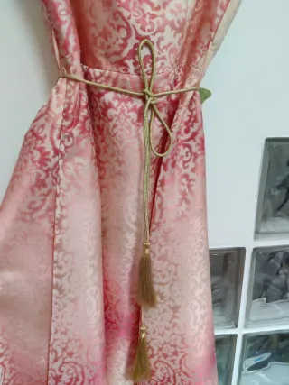 Vestido elegante brocado una manga Talla L