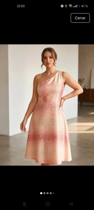 Vestido elegante brocado una manga Talla L