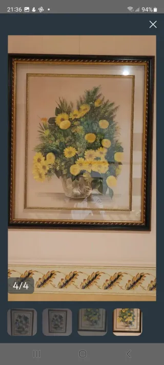 Cuadro floral pintado en seda