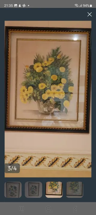 Cuadro floral pintado en seda