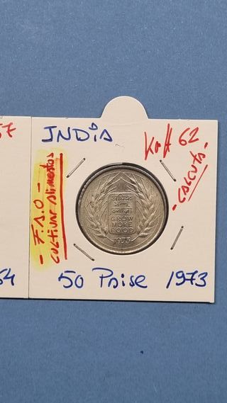 2 Monedas Conmemorativas India 50 Paise
