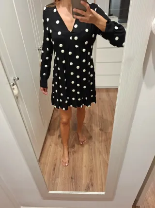 Vestido Zara lunares blanco y negro Talla M