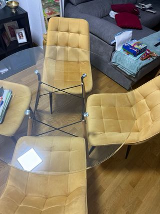 Juego de comedor cristal y terciopelo