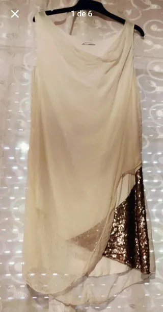 Vestido Beige y Dorado Talla Única
