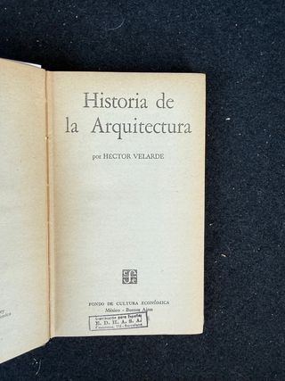 HISTORIA DE LA ARQUITECTURA HECTOR VELARDE 1949