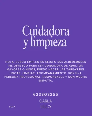 Cuidadora y limpieza