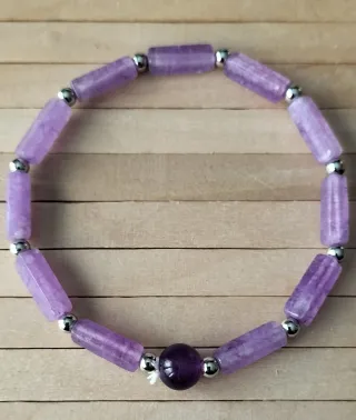 Colgante y pulsera piedras naturales moradas