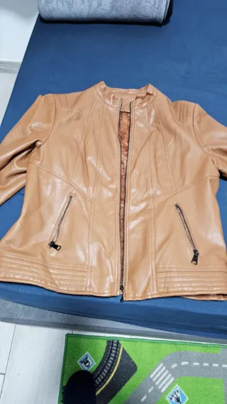 Casaca Piel Hombre Talla M Caramelo Forro Polar