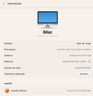 iMac 27” Retina 5K 2017 · 48GB RAM · 1TB
