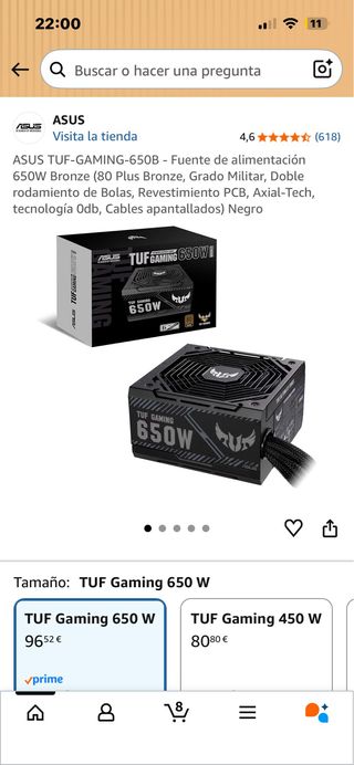 Fuente Alimentación ASUS TUF Gaming 650W