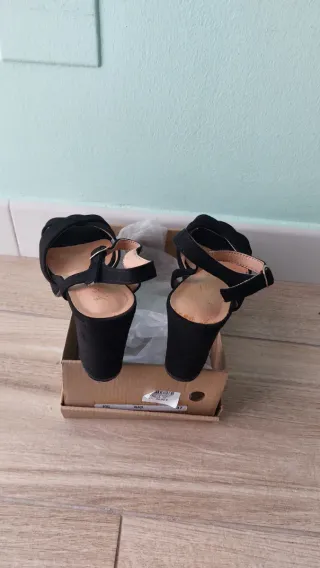 Sandalias negras tacón plataforma talla 37