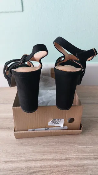 Sandalias negras tacón plataforma talla 37