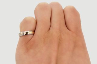 Anillo De Oro Combinado De 18K Con Diamantes.. Ref: 025-01-00939