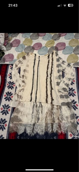 Vestido beige y gris talla M