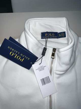 Sudadera Ralph Lauren Blanca Media Cremallera