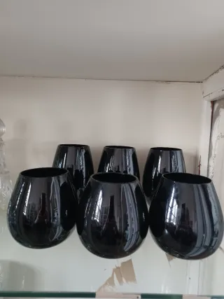 Set 6 Bicchieri Neri Vetro