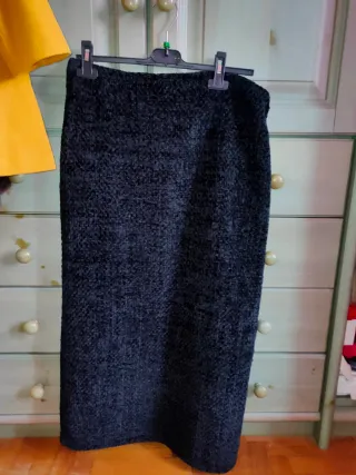 Gonna ciniglia/vellutino nera