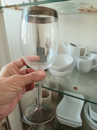 Bicchieri vino con bordo argento vero