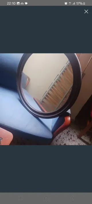 Espejo redondo madera y cristal