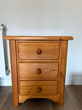 Mesitas de noche rústicas de madera maciza de pino