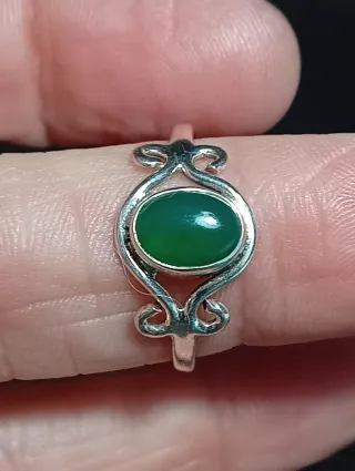 Anillo Plata Ley Piedra onix verde