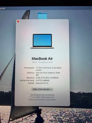 MacBook Air 13 2020 Intel Core i3 8GB RAM