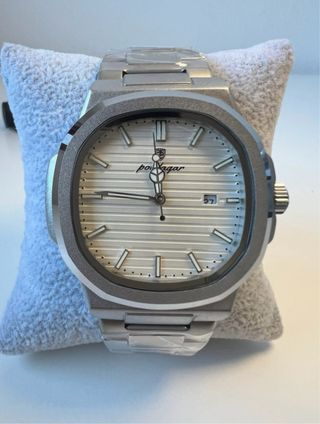 Reloj Hombre Plata y Blanco