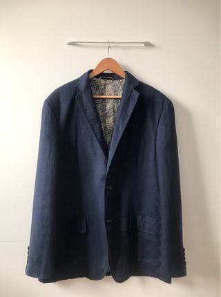 Blazer Ralph Lauren Hombre 42 Lino Azul Marino