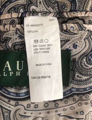 Blazer Ralph Lauren Hombre 42 Lino Azul Marino