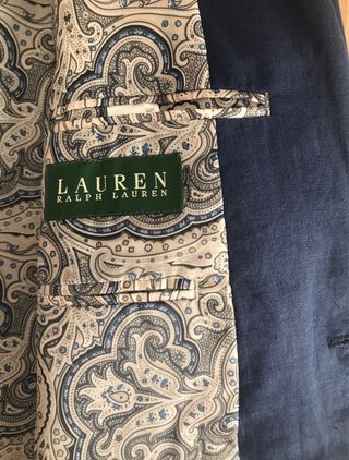 Blazer Ralph Lauren Hombre 42 Lino Azul Marino