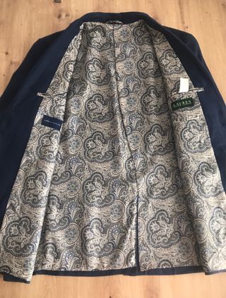 Blazer Ralph Lauren Hombre 42 Lino Azul Marino