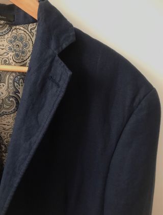 Blazer Ralph Lauren Hombre 42 Lino Azul Marino